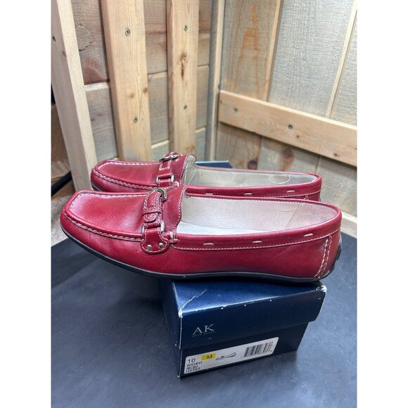 Anne Klein Red Leather Ritchey1 Loafers Size 10 M Womens Slip-On Driving Shoes - Picture 6 of 9